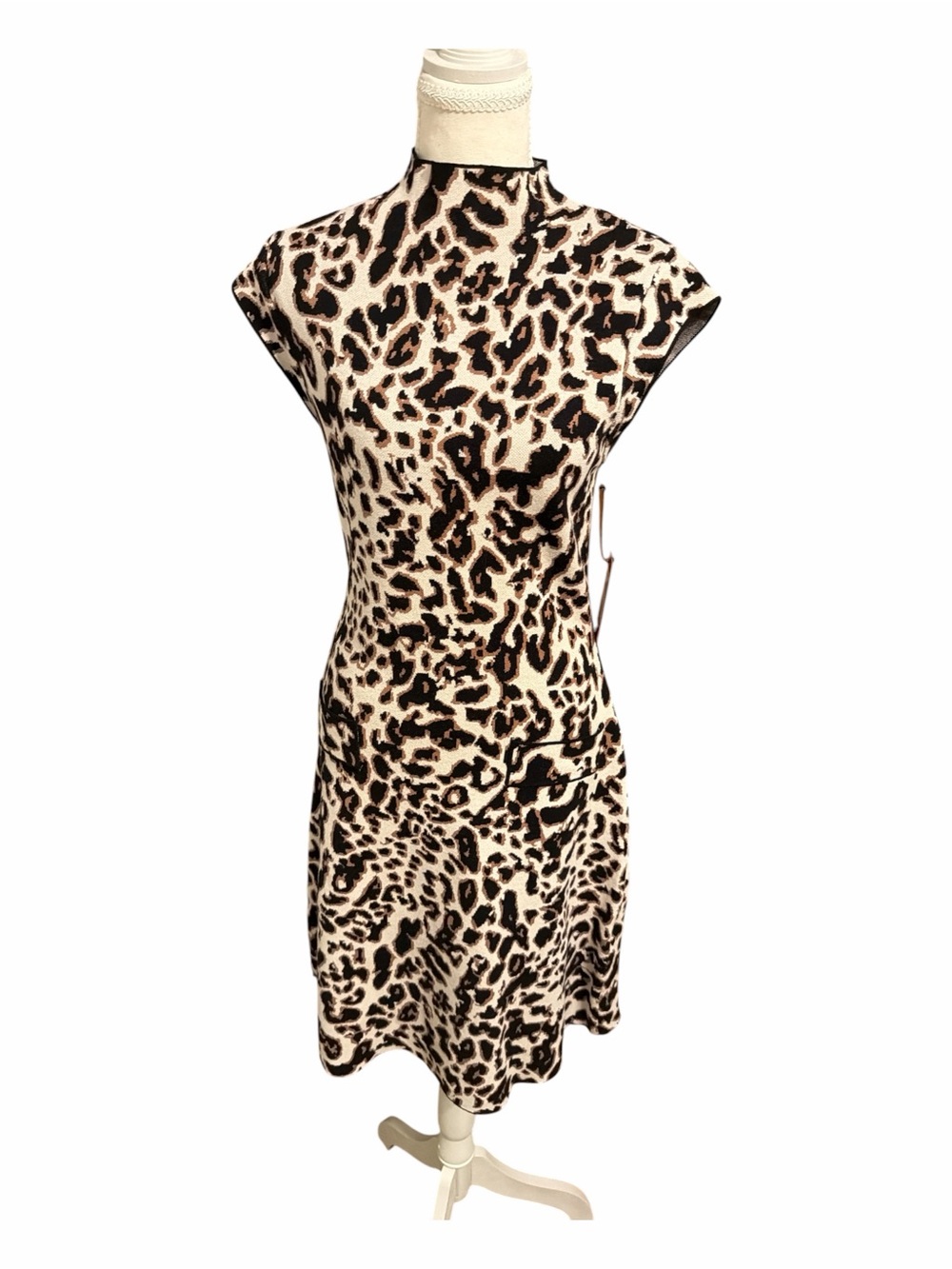 Vince Camuto Leopard Print Mock Neck Sweater Dress NWT Medium